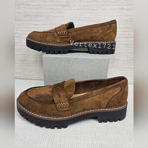 Sz 8.5 M Maurices Shoes Womens Gretchen Loafer Brown Slip On Moc Toe Block Heel